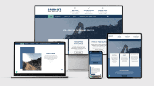 modernized bruno's iron & metal branding and website design on different devices by Unfold
