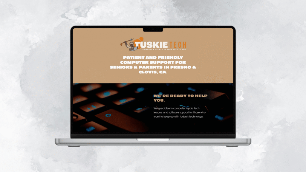 Screenshot of Tuskie Tech website with optimized redesign for increased search rankings from Unfold's SEO campaign