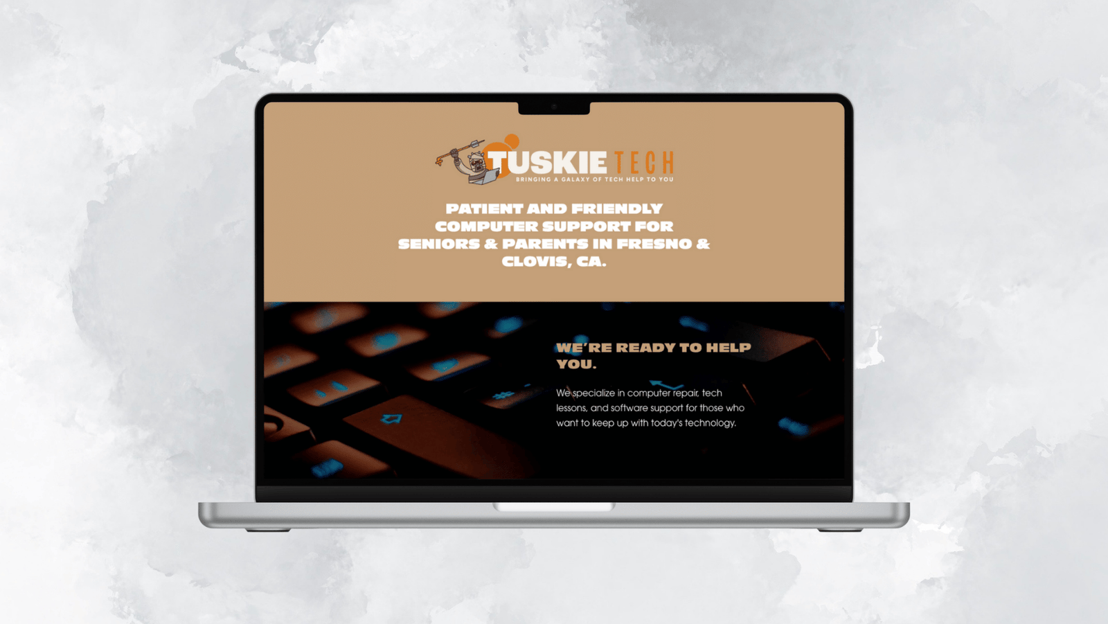 Screenshot of Tuskie Tech website with optimized redesign for increased search rankings from Unfold's SEO campaign